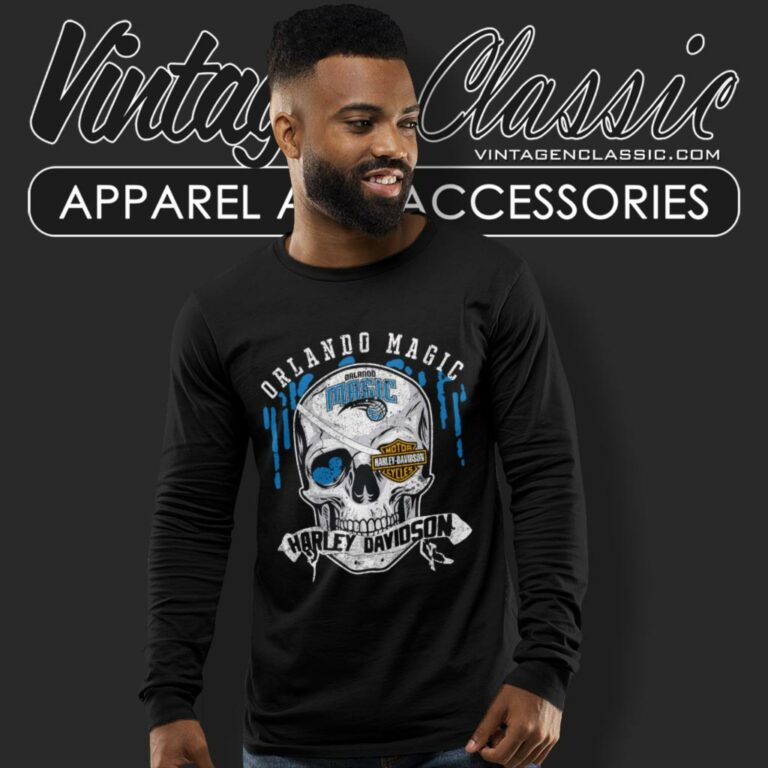 Orlando Magic Harley Davidson Skull Long Sleeve Tee Orlando Magic Harley Davidson Skull Long Sleeve Tee