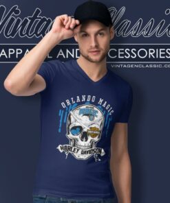 Orlando Magic Harley Davidson Skull V Neck TShirt