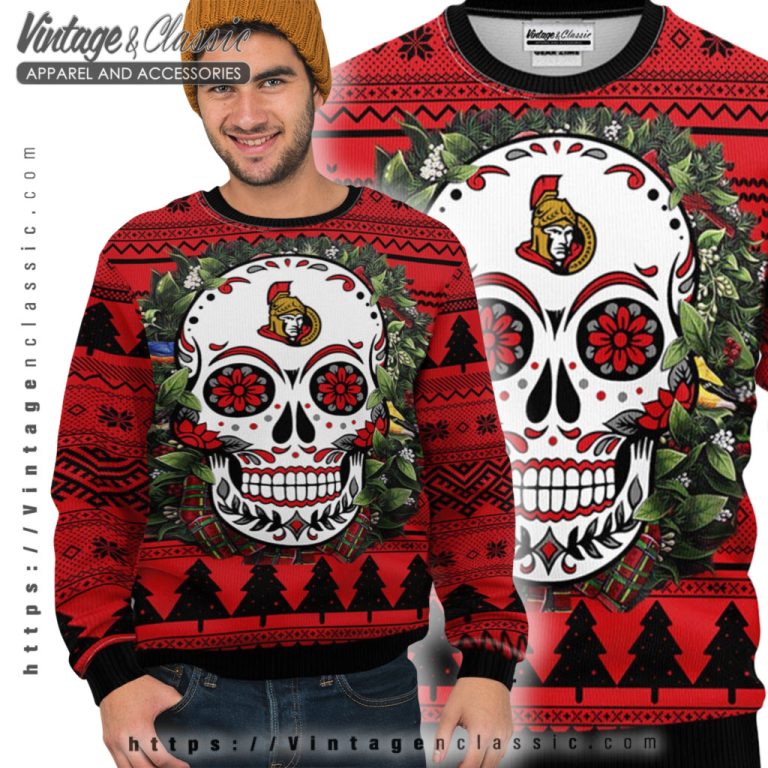 Ottawa Senators Skull Ugly Christmas Sweater Ugly Sweater Ottawa Senators Skull Ugly Christmas Sweater Ugly Sweater