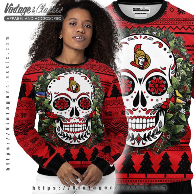 Ottawa Senators Skull Ugly Christmas Sweater Women Ugly Sweater Ottawa Senators Skull Ugly Christmas Sweater Women Ugly Sweater