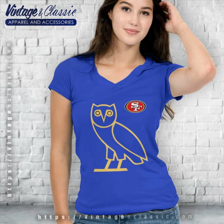 Ovo 49ers Shirt San Francisco Owl Logo V Neck TShirt Ovo 49ers Shirt San Francisco Owl Logo V Neck TShirt