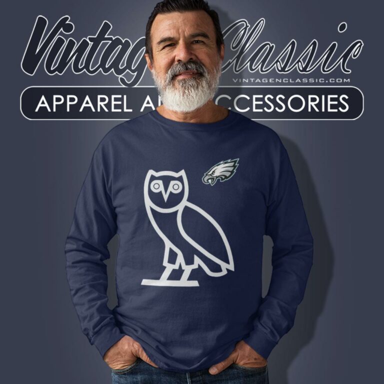 Ovo Midnight Green Philadelphia Eagles Og Owl Long Sleeve Tee Ovo Midnight Green Philadelphia Eagles Og Owl Long Sleeve Tee