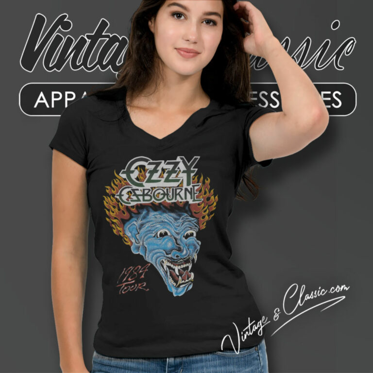 Ozzy Osbourne 1984 Tour V Neck TShirt Ozzy Osbourne 1984 Tour V Neck TShirt