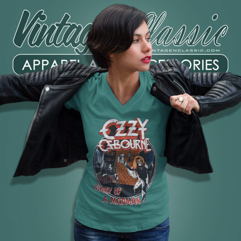 Ozzy Osbourne Diary Of A Madman V Neck TShirt Ozzy Osbourne Diary Of A Madman V Neck TShirt