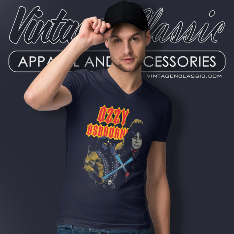 Ozzy Osbourne Mint 1982 Tour V Neck TShirt Ozzy Osbourne Mint 1982 Tour V Neck TShirt