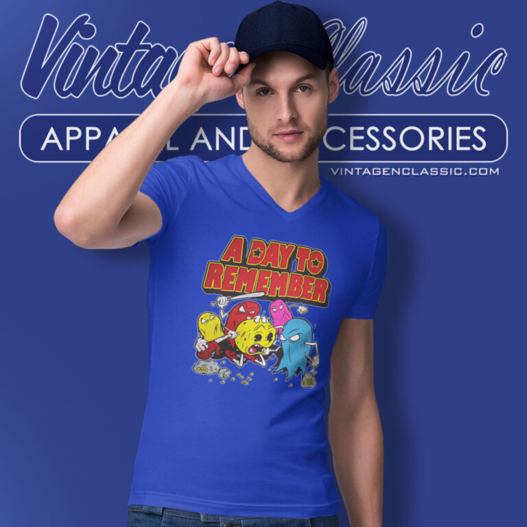 Pac Man A Day To Remember Rock Music Band V Neck TShirt Pac Man A Day To Remember Rock Music Band V Neck TShirt