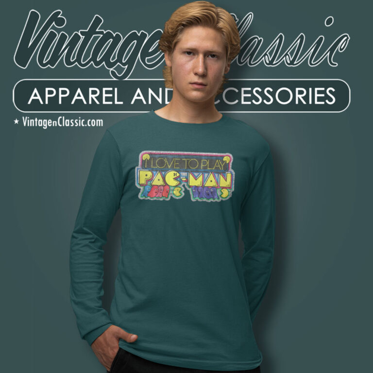 Pac Man I Love To Play Midway Shirt 80s Vintage Long Sleeve Tee Pac Man I Love To Play Midway Shirt 80s Vintage Long Sleeve Tee