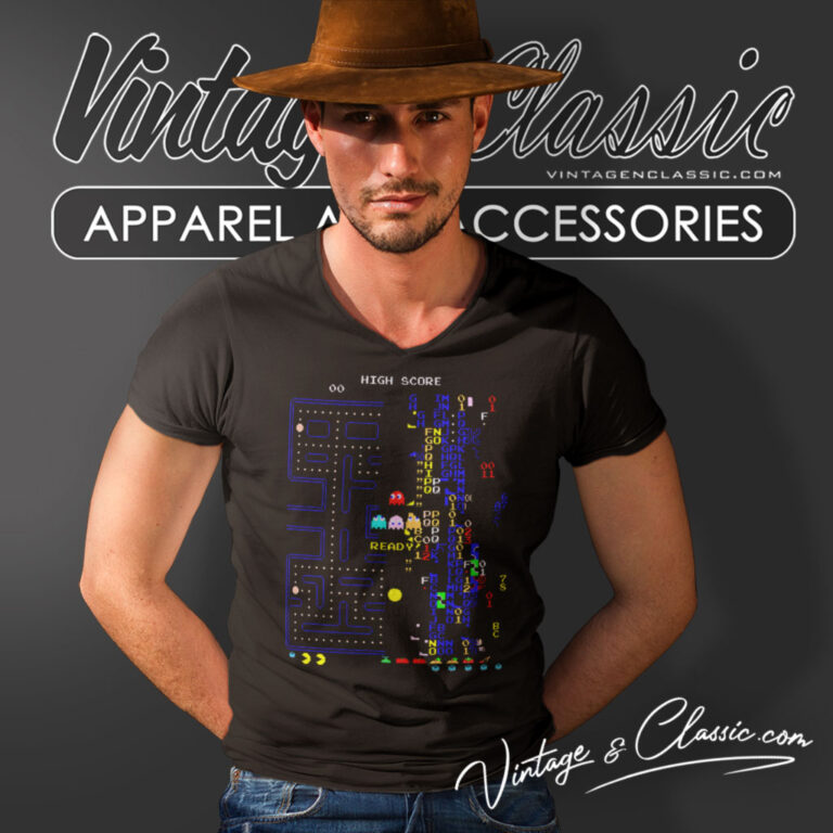 Pac Man Kill Screen Video Game V Neck TShirt Pac Man Kill Screen Video Game V Neck TShirt