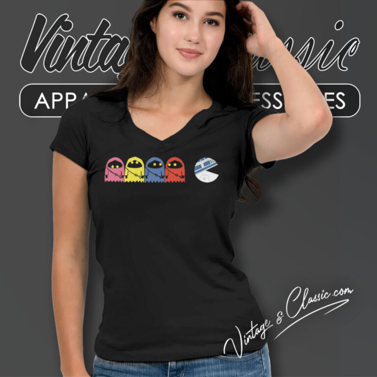 Pac Man Wars V Neck TShirt Pac Man Wars V Neck TShirt