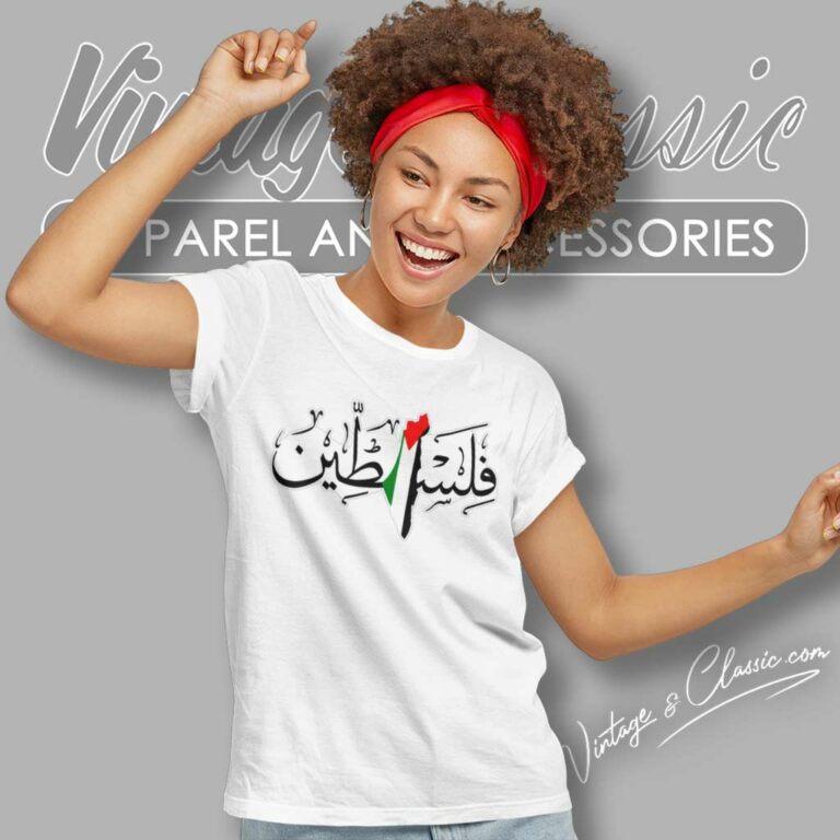 Palestinian Freedom Flag Map Arabic Calligraphy Women TShirt Palestinian Freedom Flag Map Arabic Calligraphy Women TShirt