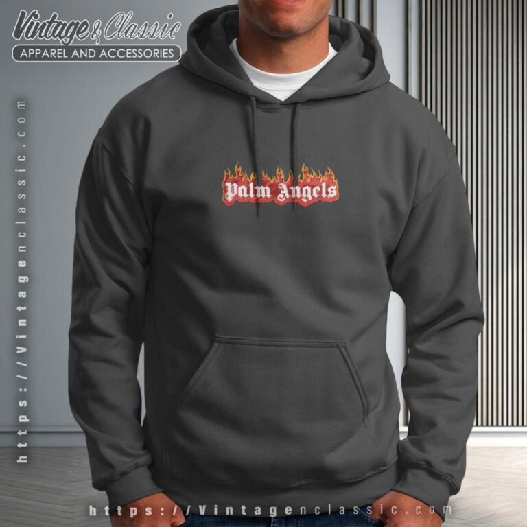 Palm Angels Shirt Dye Burning Logo Hoodie Palm Angels Shirt Dye Burning Logo Hoodie