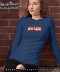 Palm Angels Shirt Dye Burning Logo Longsleeves