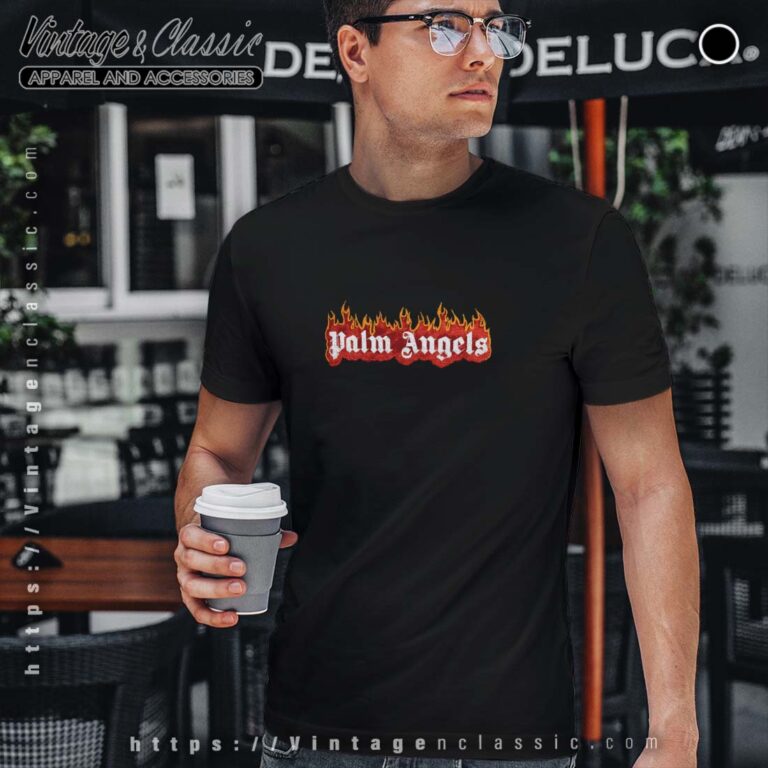 Palm Angels Shirt Dye Burning Logo Tshirt Palm Angels Shirt Dye Burning Logo Tshirt