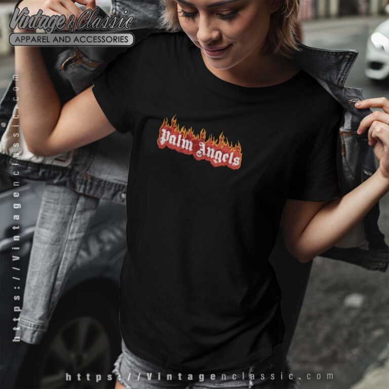 Palm Angels Shirt Dye Burning Logo Tshirt Women Palm Angels Shirt Dye Burning Logo Tshirt Women