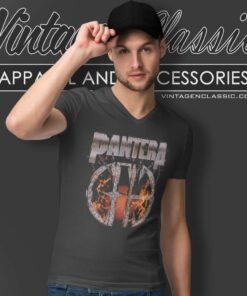 Pantera Cowboys From Hell Flames Shirt 5 Pantera Cowboys From Hell Flames V Neck TShirt