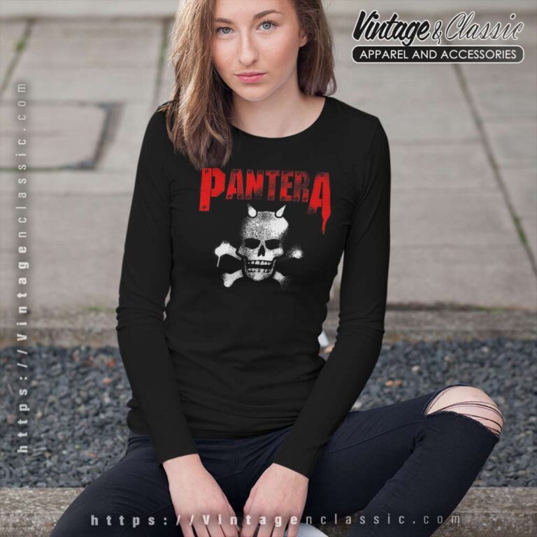 Pantera Horned Skull Stencil Long Sleeve Tee Pantera Horned Skull Stencil Long Sleeve Tee