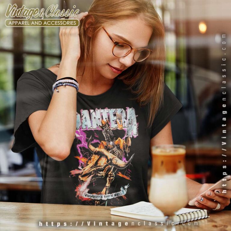 Pantera Shirt Album Cowboys From Hell Riding Skeleton Women TShirt Pantera Shirt Album Cowboys From Hell Riding Skeleton Women TShirt