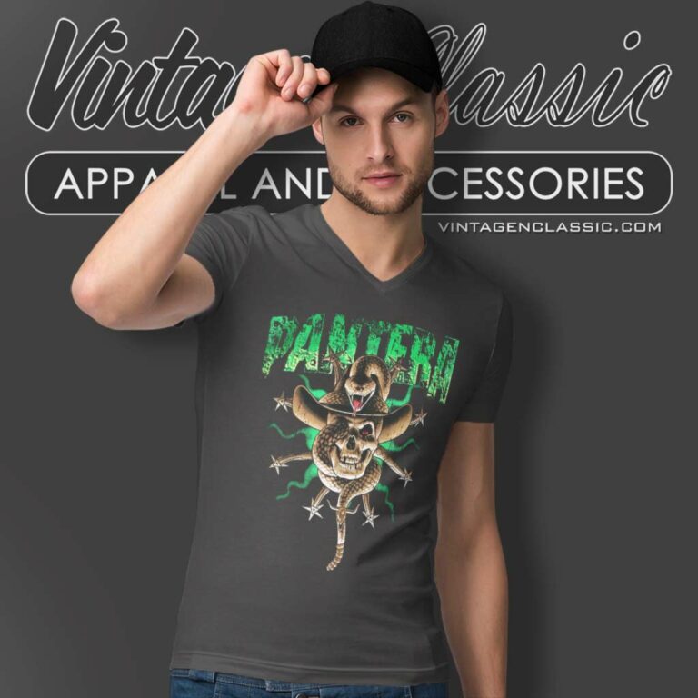 Pantera Snakes Skull Vintage V Neck TShirt Pantera Snakes Skull Vintage V Neck TShirt