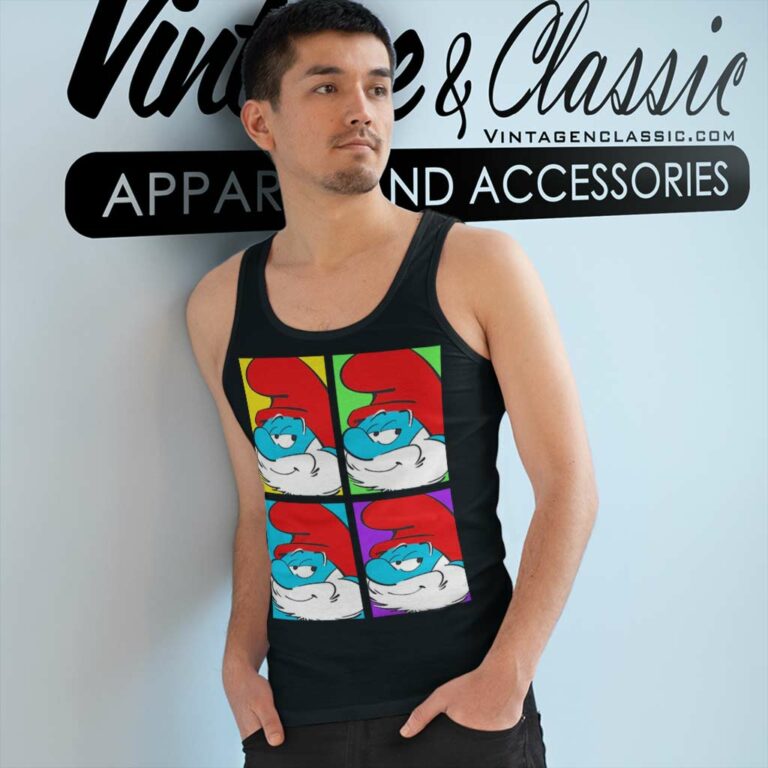 Papa Smurf Pop Art Smurfs Tank Top Racerback Papa Smurf Pop Art Smurfs Tank Top Racerback
