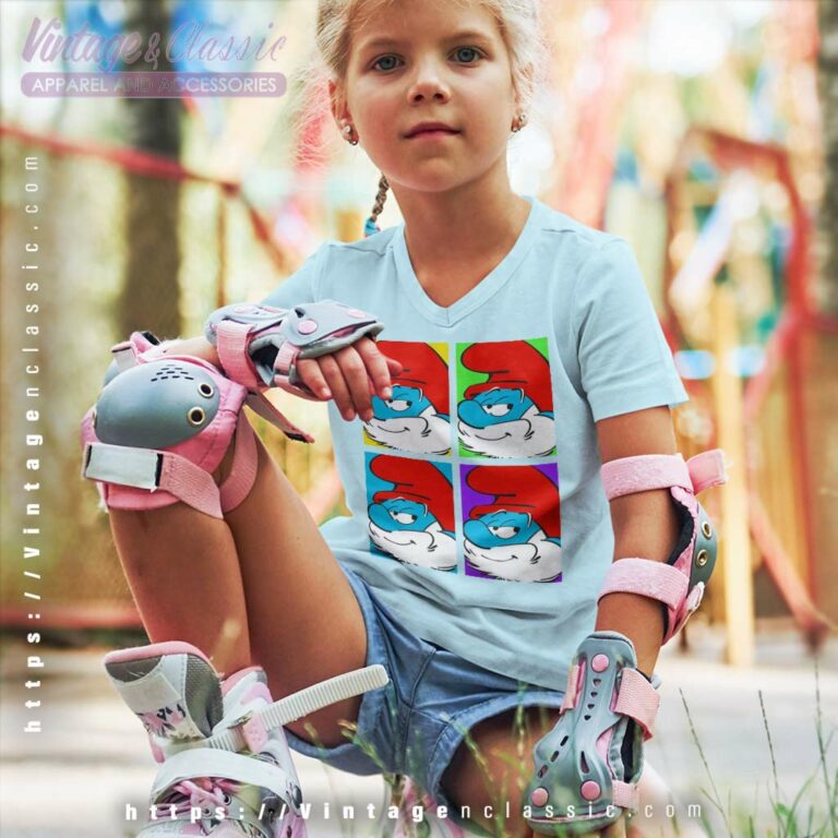 Papa Smurf Pop Art Smurfs Vneck Youth and Kid Papa Smurf Pop Art Smurfs Vneck Youth and Kid