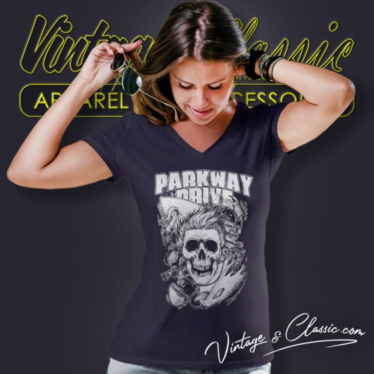 Parkway Drive Surfer Skull V Neck TShirt Parkway Drive Surfer Skull V Neck TShirt