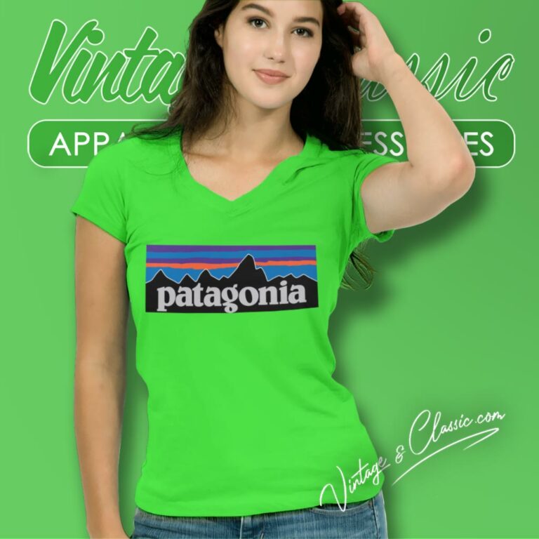 Patagonia Shirt Mens P6 Logo Responsibili V Neck TShirt Patagonia Shirt Mens P6 Logo Responsibili V Neck TShirt