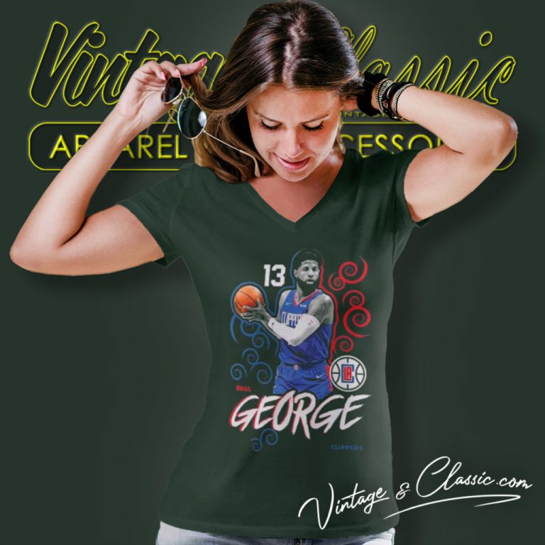 Paul George La Clippers Player Name Number Competitor V Neck TShirt Paul George La Clippers Player Name Number Competitor V Neck TShirt