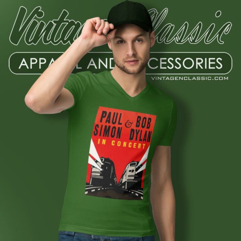 Paul Simon Bob Dylan In Concert V Neck TShirt Paul Simon Bob Dylan In Concert V Neck TShirt