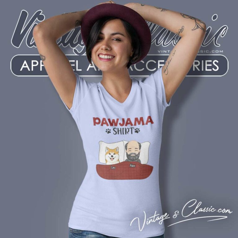 Pawjama Shirt Dog Sleep V Neck TShirt Pawjama Shirt Dog Sleep V Neck TShirt