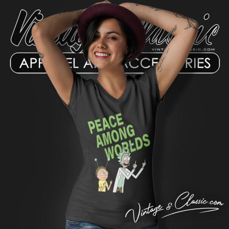 Peace Among Worlds Rick And Morty V Neck TShirt Peace Among Worlds Rick And Morty V Neck TShirt