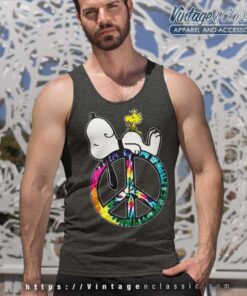 Peace And Love Hippie Sleeping Snoopy Tank Top Racerback