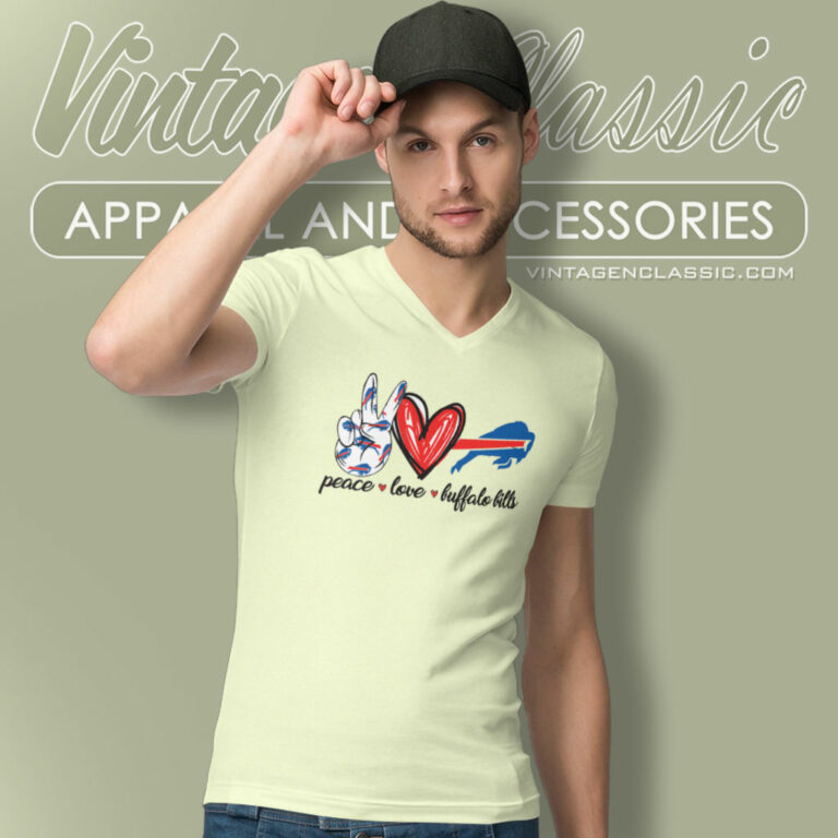 Peace Love Buffalo Bills V Neck TShirt 1 Peace Love Buffalo Bills V Neck TShirt 1