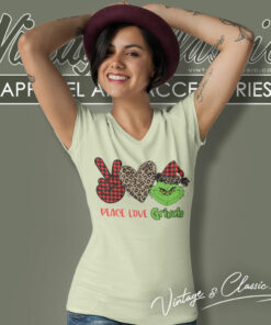 Peace Love Grinch Christmas V Neck TShirt