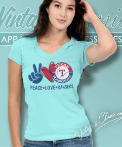 Peace Love Texas Rangers V Neck TShirt