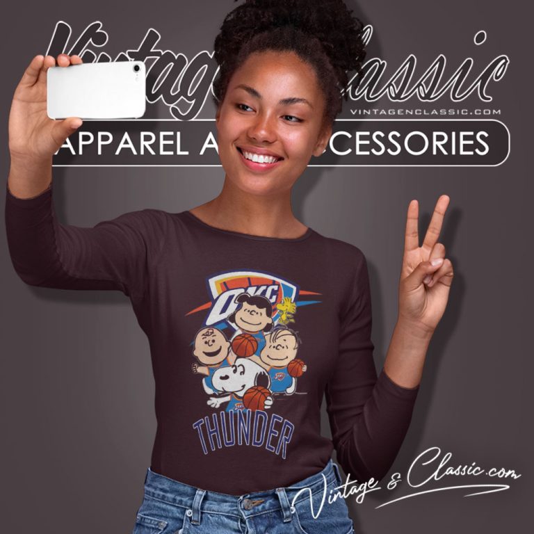 Peanut Characters Mashup Oklahoma City Thunder Long Sleeve Tee Peanut Characters Mashup Oklahoma City Thunder Long Sleeve Tee