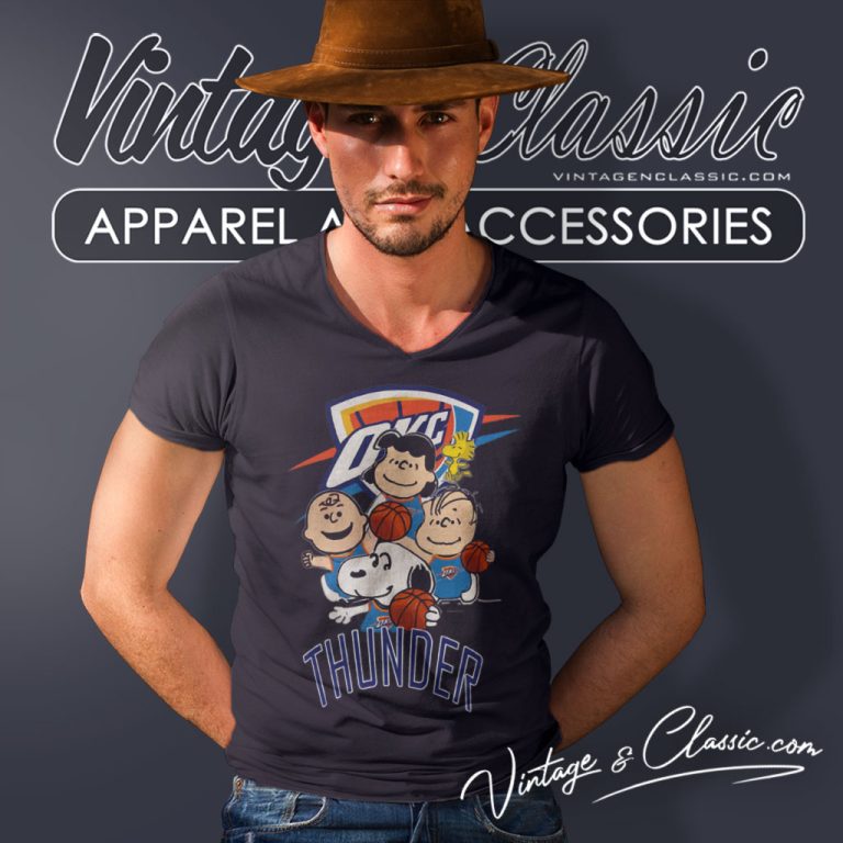 Peanut Characters Mashup Oklahoma City Thunder V Neck TShirt Peanut Characters Mashup Oklahoma City Thunder V Neck TShirt