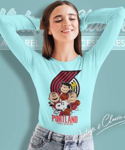 Peanut Characters Mashup Portland Trail Blazers Nba Long Sleeve Tee