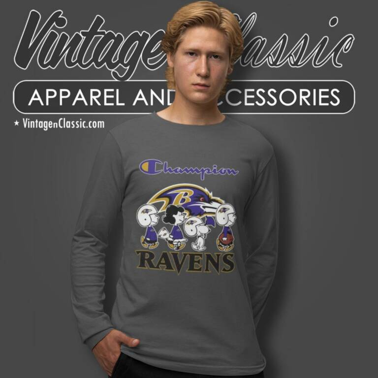 Peanuts Champions Walking Baltimore Ravens Long Sleeve Tee Peanuts Champions Walking Baltimore Ravens Long Sleeve Tee