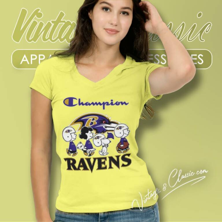 Peanuts Champions Walking Baltimore Ravens V Neck TShirt Peanuts Champions Walking Baltimore Ravens V Neck TShirt