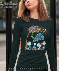 Peanuts Characters Detroit Lions Autism Its Ok To Be Different Long Sleeve Tee