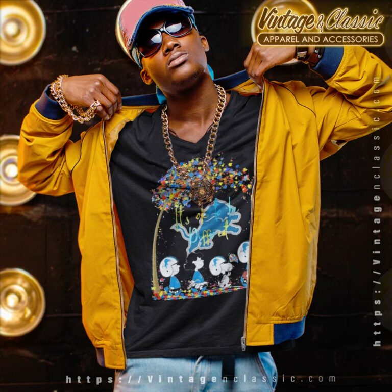 Peanuts Characters Detroit Lions Autism Its Ok To Be Different V Neck TShirt Peanuts Characters Detroit Lions Autism Its Ok To Be Different V Neck TShirt