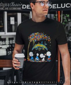 Peanuts Characters Los Angeles Chargers Autism Its Ok To Be Different 2023 T Shirt