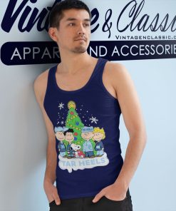 Peanuts Characters Loves Christmas And North Carolina Tar Heels Tank Top Racerback