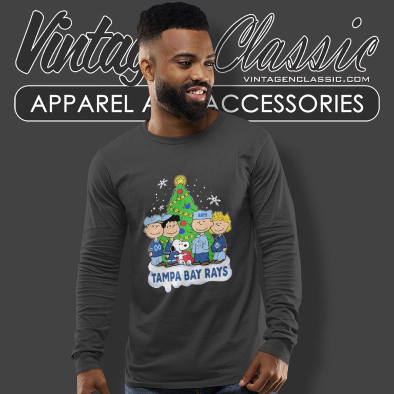 Peanuts Characters Loves Christmas And Tampa Bay Rays Long Sleeve Tee Peanuts Characters Loves Christmas And Tampa Bay Rays Long Sleeve Tee