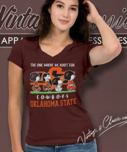 Peanuts Characters The One Where We Root For Oklahoma State Cowboys V Neck TShirt