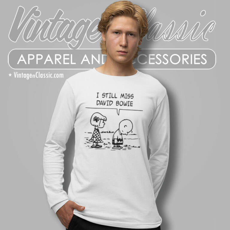 Peanuts Charlie Brown I Still Miss David Bowie Long Sleeve Tee Peanuts Charlie Brown I Still Miss David Bowie Long Sleeve Tee