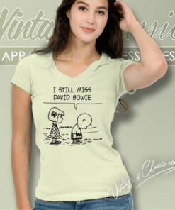Peanuts Charlie Brown I Still Miss David Bowie V Neck TShirt