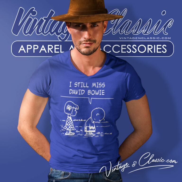 Peanuts Charlie Brown I Still Miss David Bowie V Neck TShirt Peanuts Charlie Brown I Still Miss David Bowie V Neck TShirt