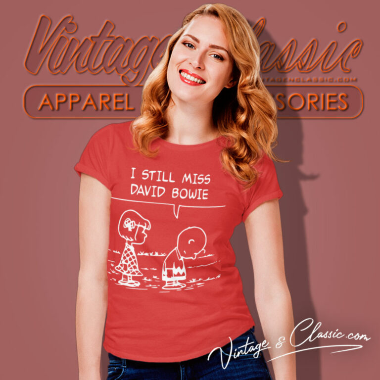 Peanuts Charlie Brown I Still Miss David Bowie Women T Shirt Peanuts Charlie Brown I Still Miss David Bowie Women T Shirt