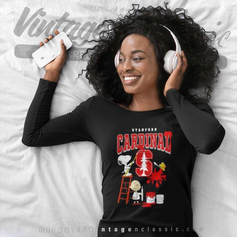 Peanuts Charlie Snoopy Woodstock Wall Paint Stanford Cardinal Long Sleeve Tee Peanuts Charlie Snoopy Woodstock Wall Paint Stanford Cardinal Long Sleeve Tee